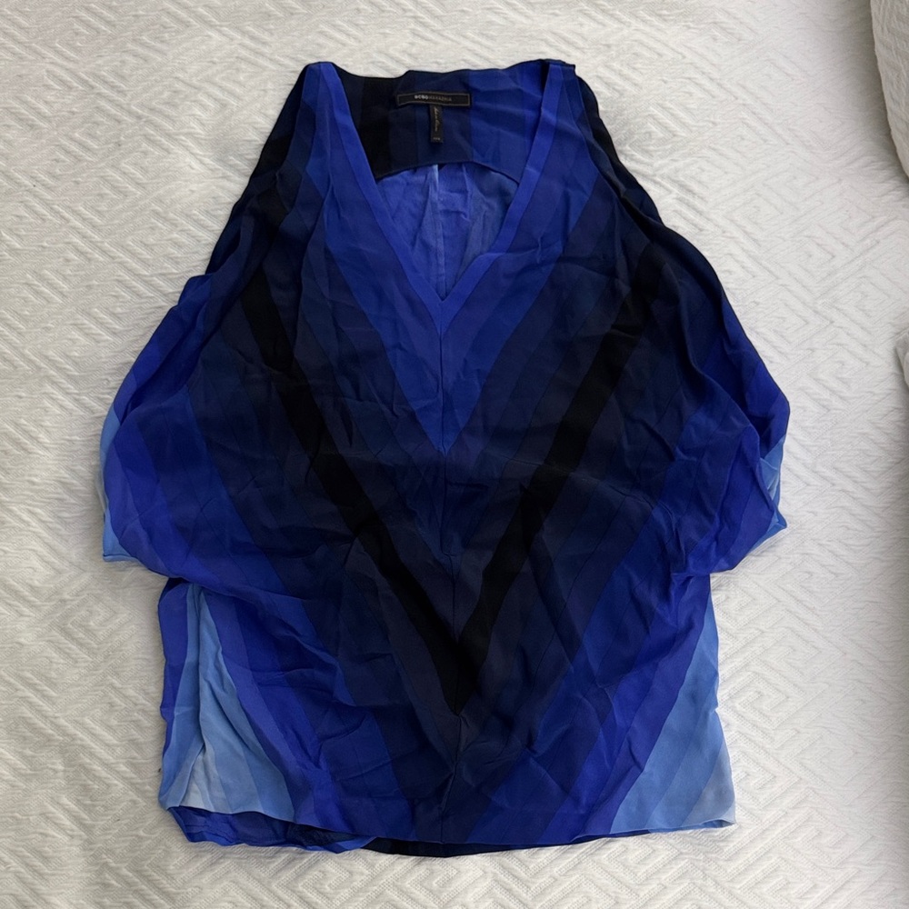 BCBGMaxAzria Blue and Black Women's Blouse